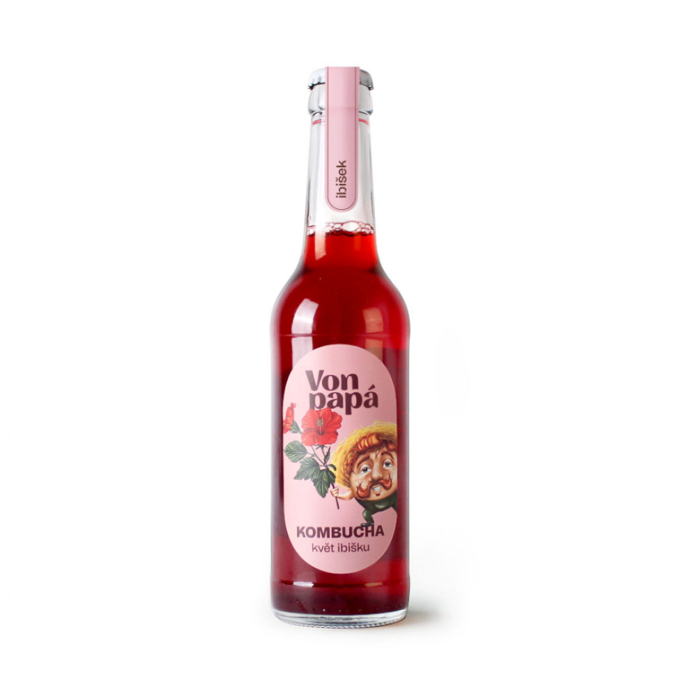 Von Papá kombucha květy ibišku 330 ml, min. trvanlivost 17.08.2026